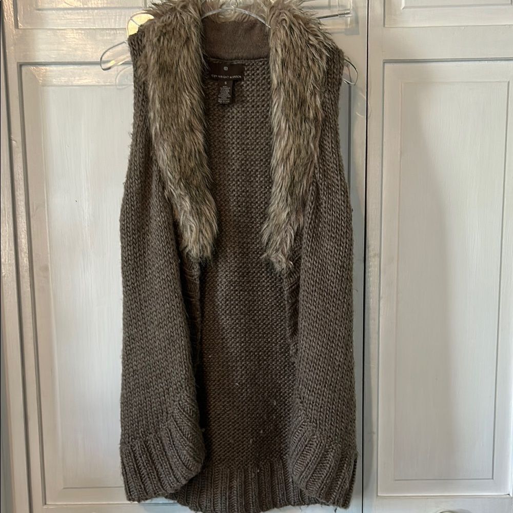 Fenn Wright Manson Sweater Vest with Faux Fur Trim - Size S